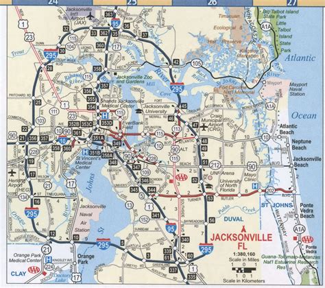 map of jacksonville florida and surrounding area|Detailed Road Map of Jacksonville .